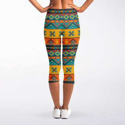 Native Indian Inspired Pattern Print Women's Capri Leggings