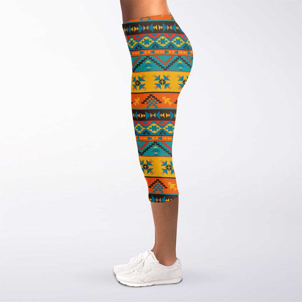 Native Indian Inspired Pattern Print Women's Capri Leggings