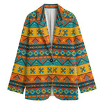 Native Indian Inspired Pattern Print Women's Cotton Blazer