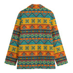 Native Indian Inspired Pattern Print Women's Cotton Blazer