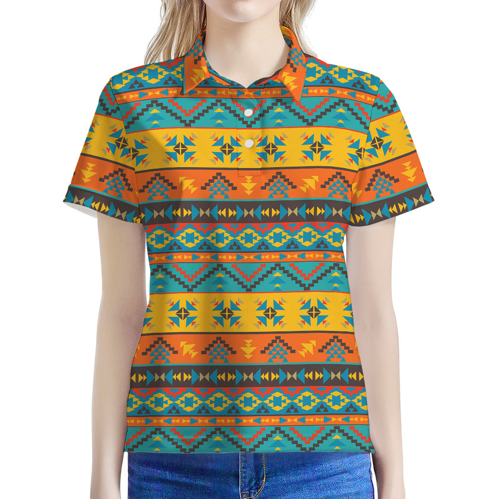 Native Indian Inspired Pattern Print Women's Polo Shirt