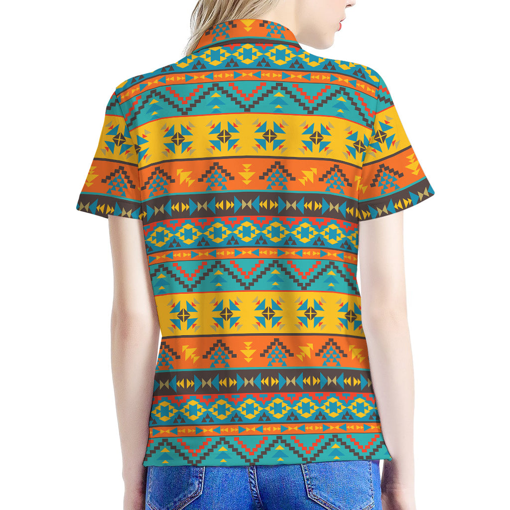 Native Indian Inspired Pattern Print Women's Polo Shirt