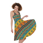Native Indian Inspired Pattern Print Women's Sleeveless Dress
