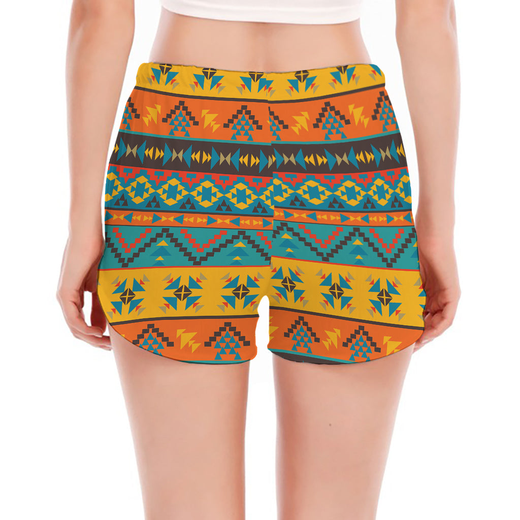 Native Indian Inspired Pattern Print Women's Split Running Shorts