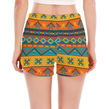 Native Indian Inspired Pattern Print Women's Split Running Shorts