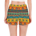 Native Indian Inspired Pattern Print Women's Split Running Shorts