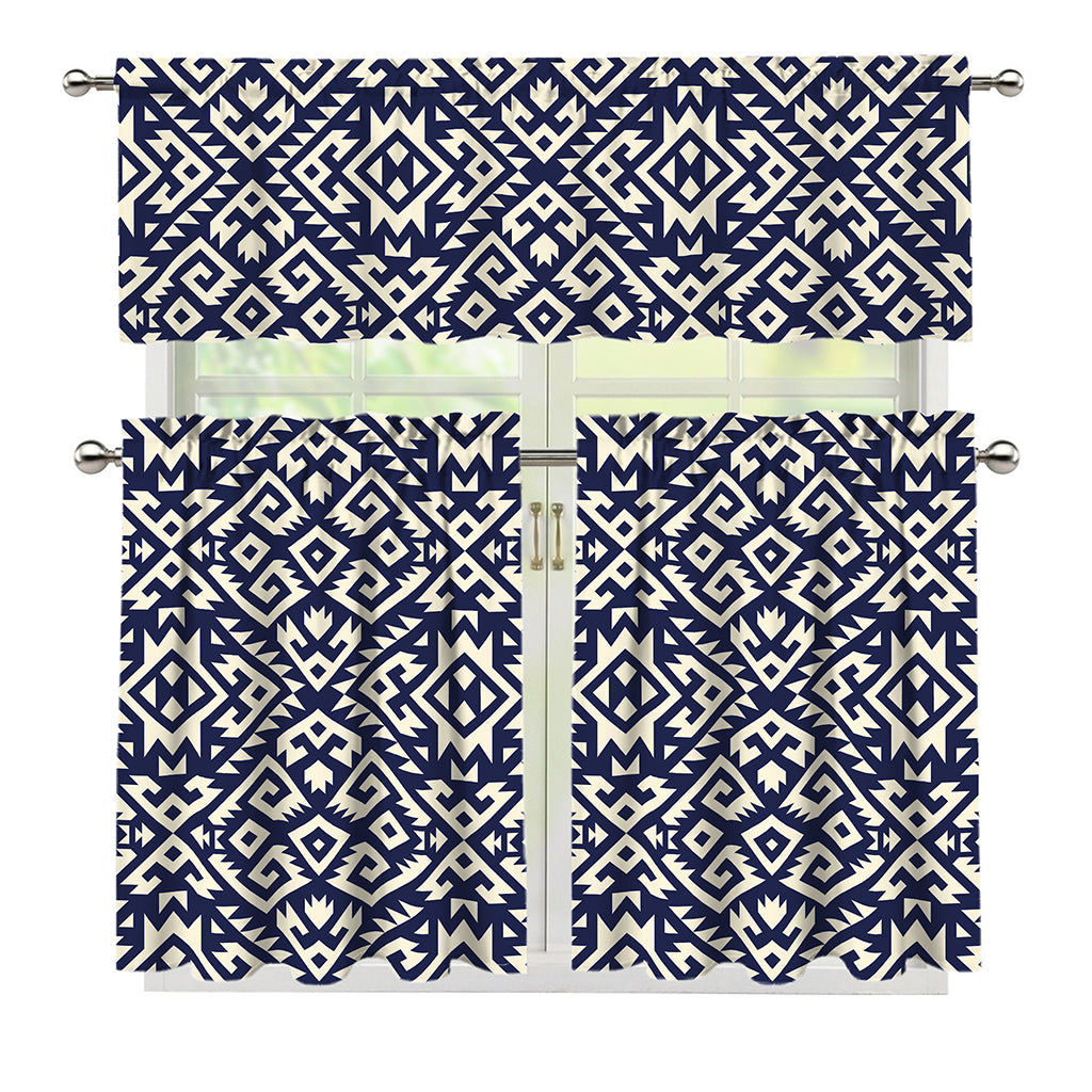 Native Indian Navajo Pattern Print 3 Piece Kitchen Curtains