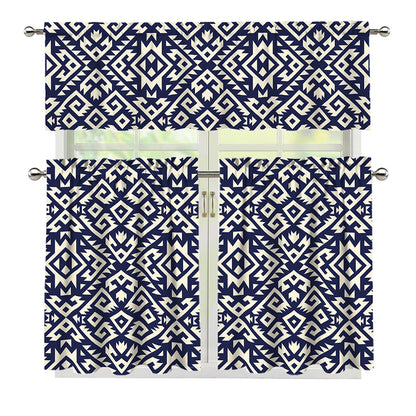 Native Indian Navajo Pattern Print 3 Piece Kitchen Curtains