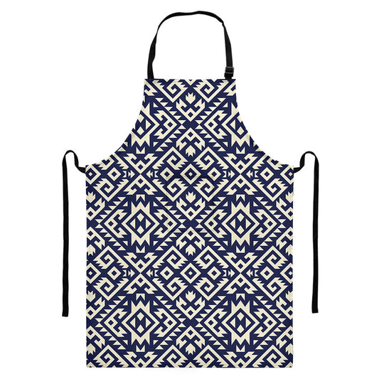 Native Indian Navajo Pattern Print Bib Apron With Pocket