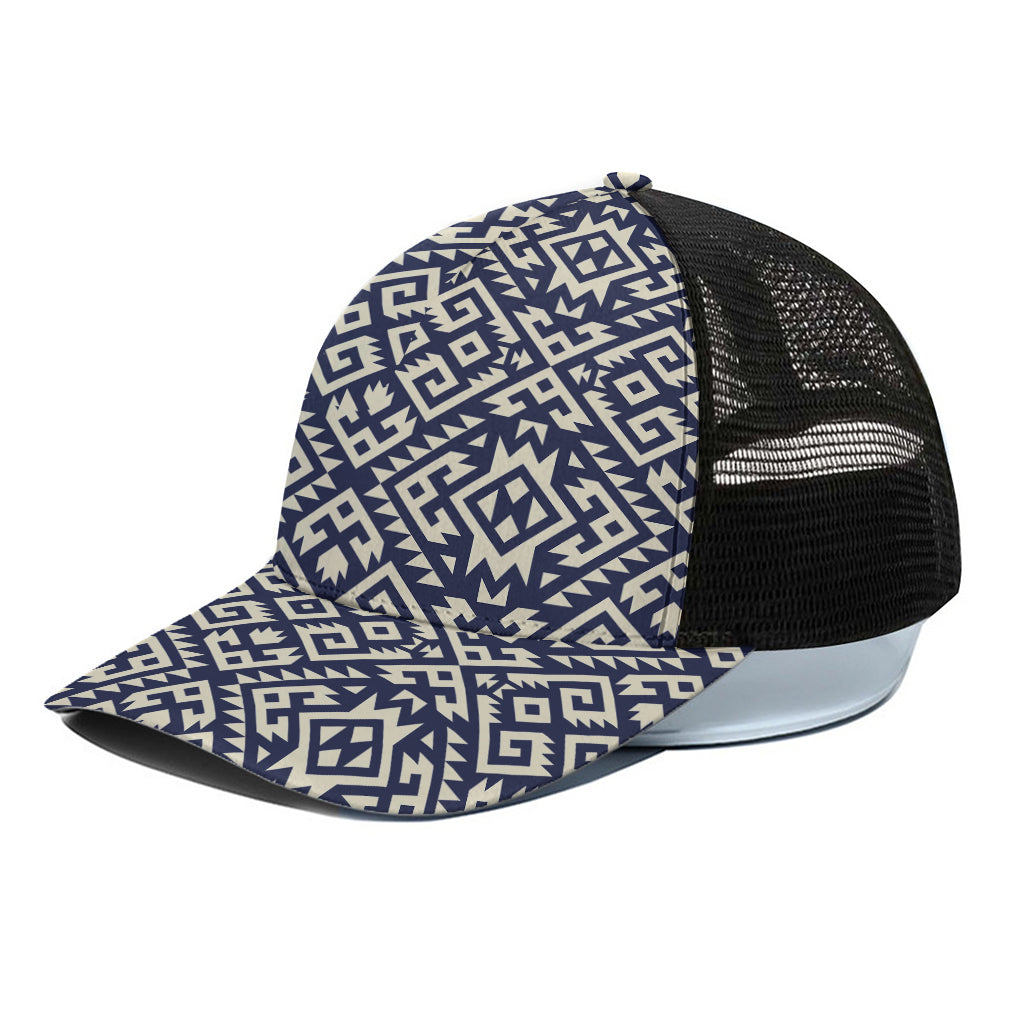 Native Indian Navajo Pattern Print Black Mesh Trucker Cap