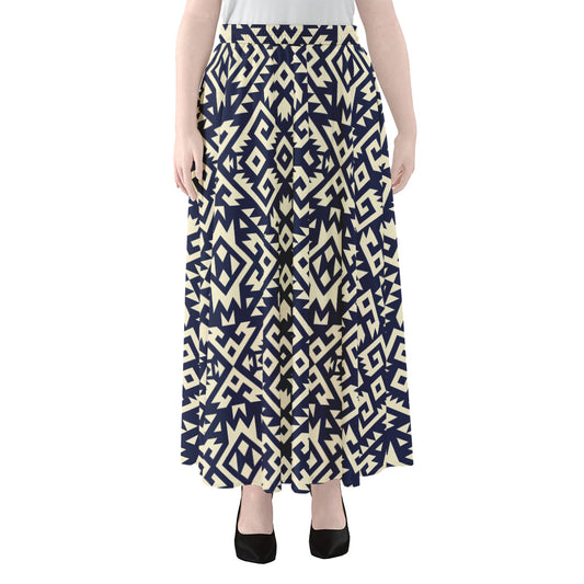 Native Indian Navajo Pattern Print Chiffon Maxi Skirt