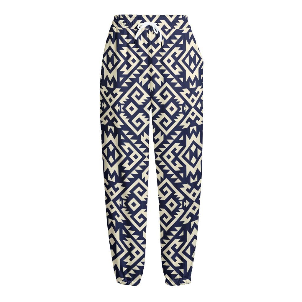 Native Indian Navajo Pattern Print Fleece Lined Knit Pants