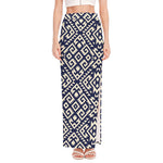 Native Indian Navajo Pattern Print High Slit Maxi Skirt