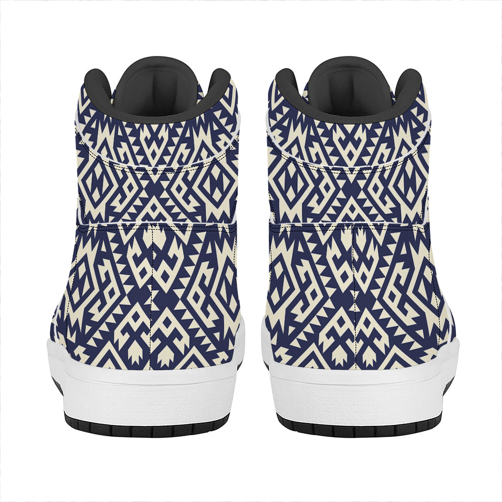 Native Indian Navajo Pattern Print High Top Leather Sneakers