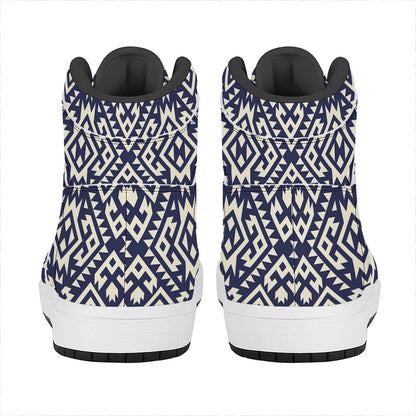 Native Indian Navajo Pattern Print High Top Leather Sneakers