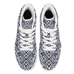 Native Indian Navajo Pattern Print High Top Leather Sneakers