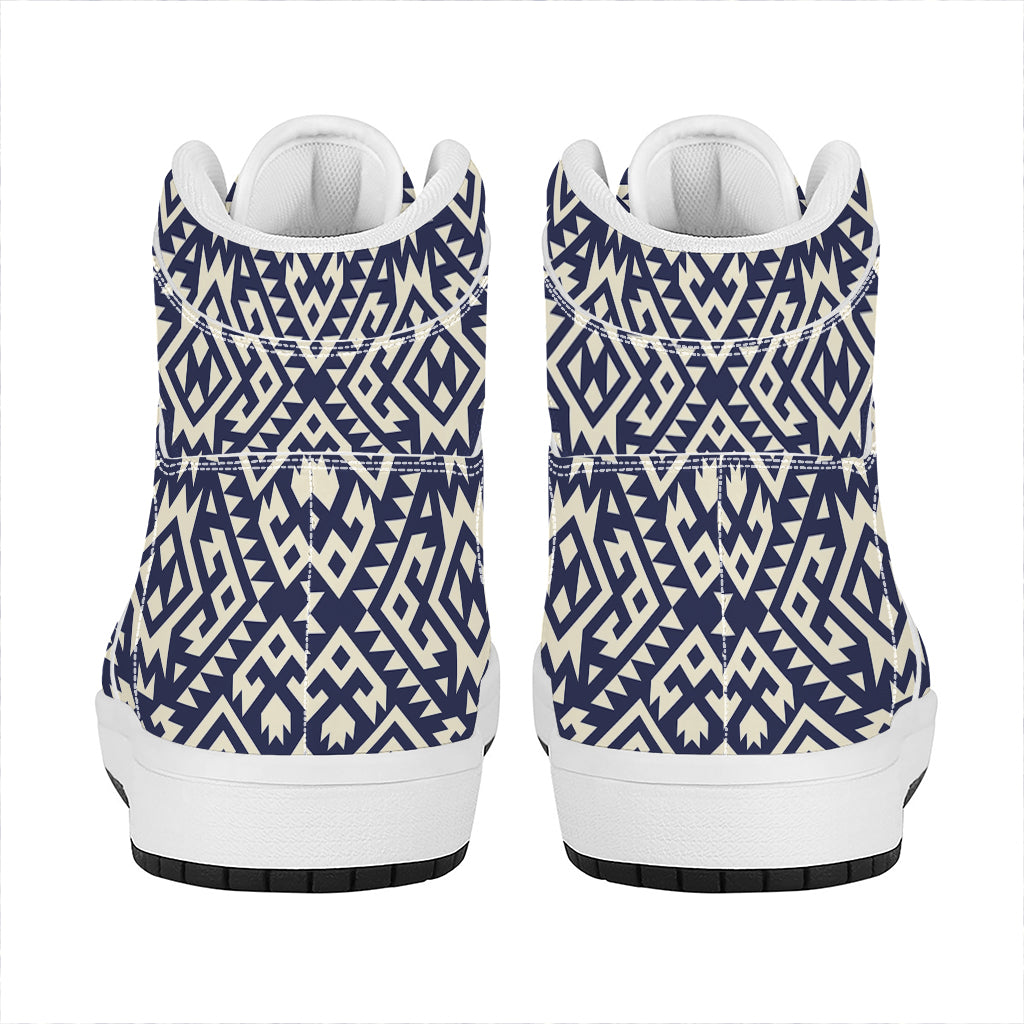 Native Indian Navajo Pattern Print High Top Leather Sneakers