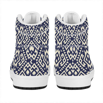 Native Indian Navajo Pattern Print High Top Leather Sneakers