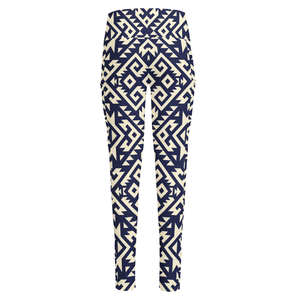 Native Indian Navajo Pattern Print High-Waisted Pocket Leggings