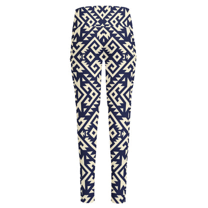 Native Indian Navajo Pattern Print High-Waisted Pocket Leggings