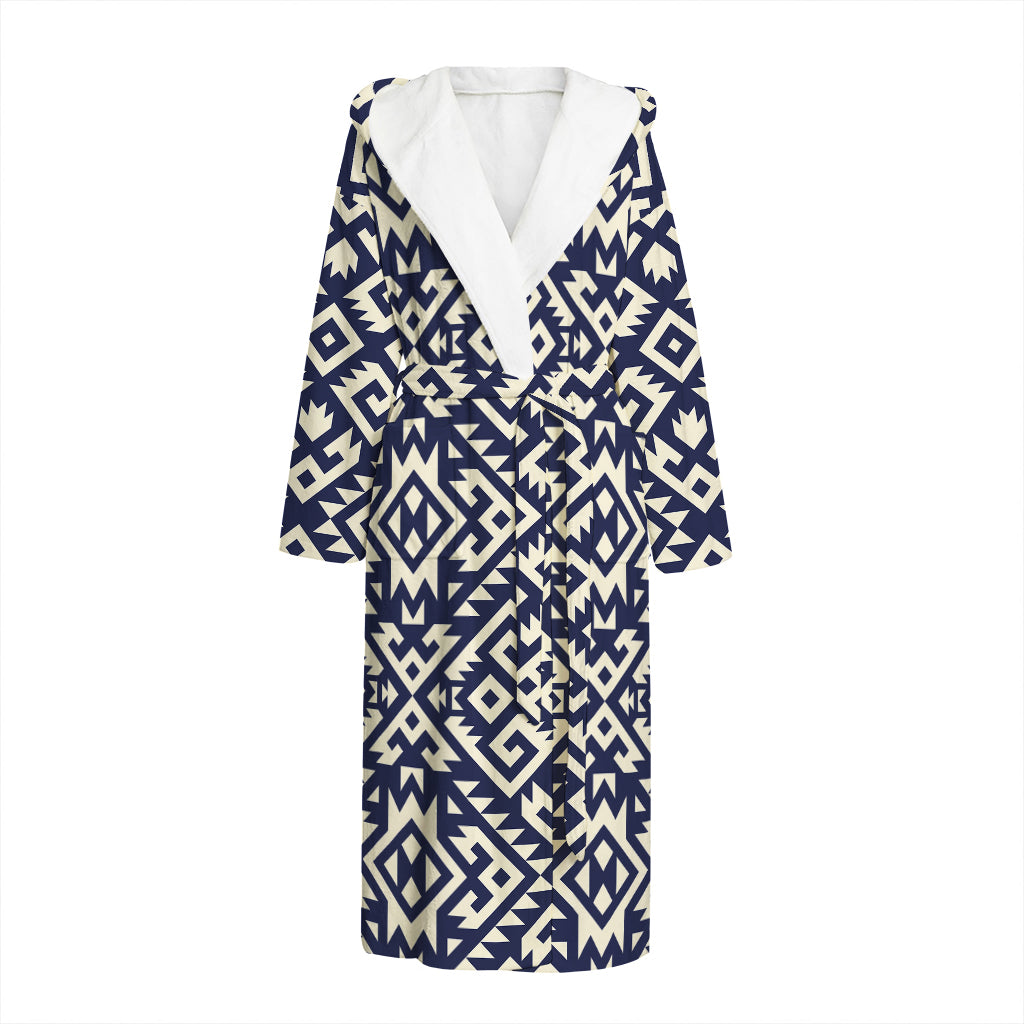 Native Indian Navajo Pattern Print Hooded Bathrobe