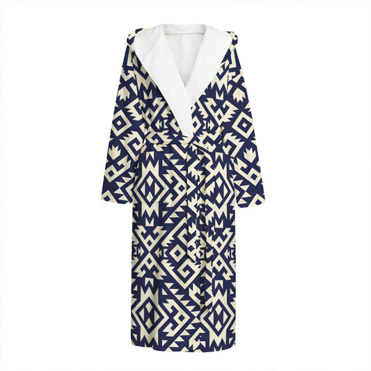 Native Indian Navajo Pattern Print Hooded Bathrobe