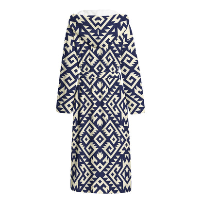 Native Indian Navajo Pattern Print Hooded Bathrobe