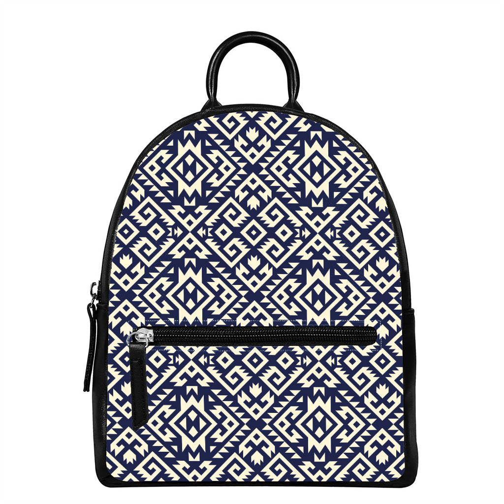 Native Indian Navajo Pattern Print Leather Backpack