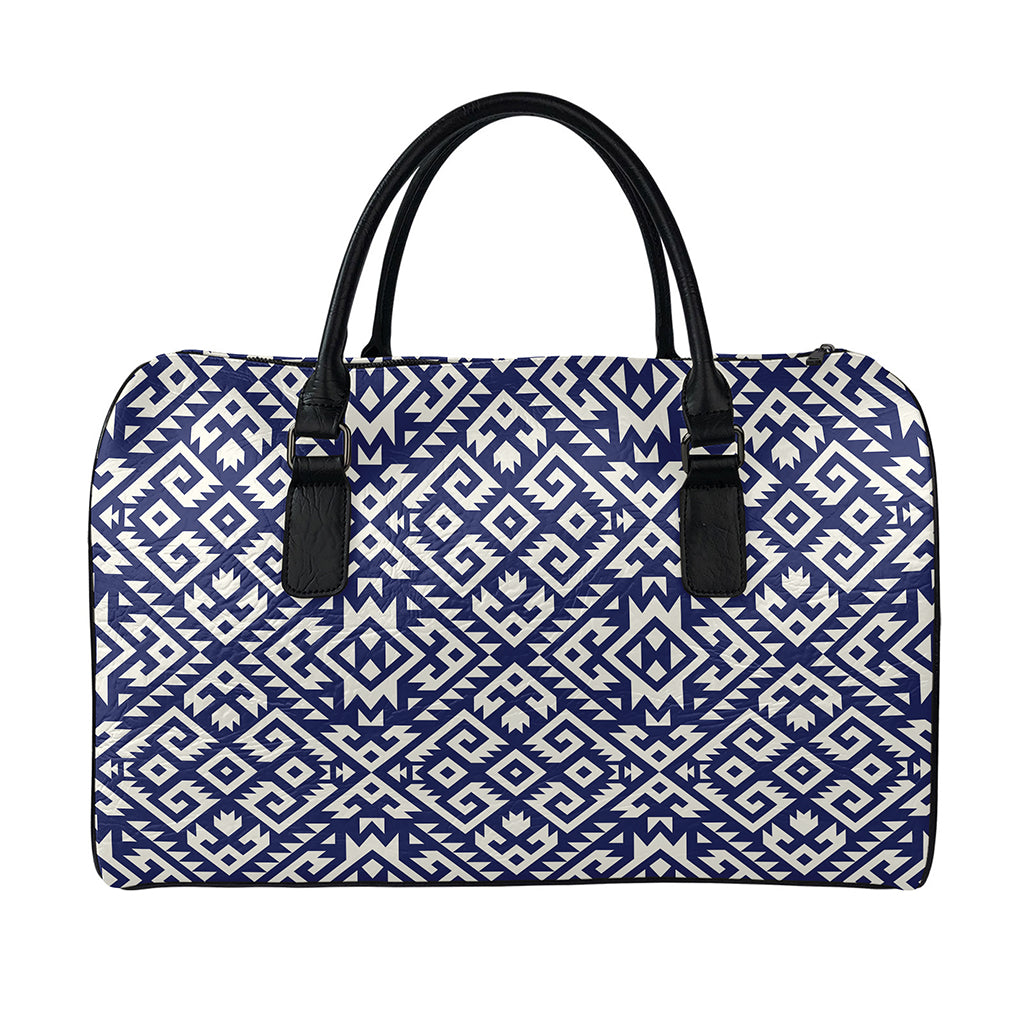 Native Indian Navajo Pattern Print Leather Duffle Bag
