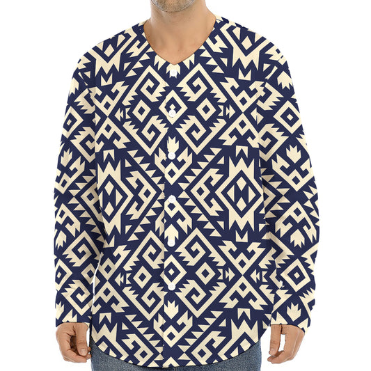 Native Indian Navajo Pattern Print Long Sleeve Baseball Jersey