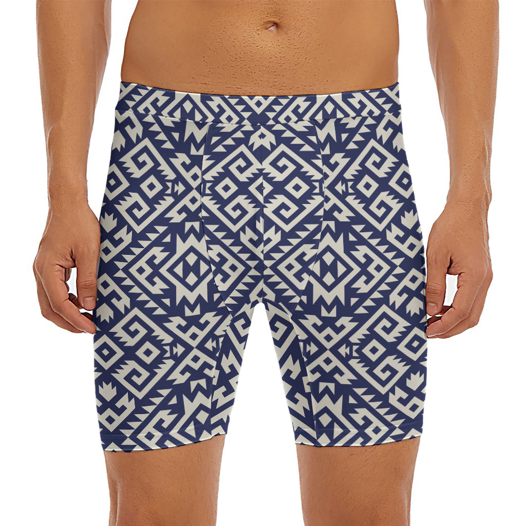 Native Indian Navajo Pattern Print Men's Long Boxer Briefs
