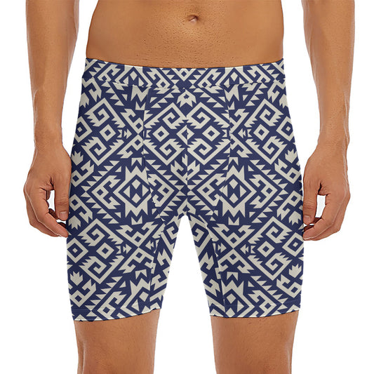 Native Indian Navajo Pattern Print Men's Long Boxer Briefs