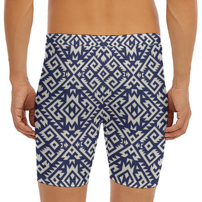 Native Indian Navajo Pattern Print Men's Long Boxer Briefs