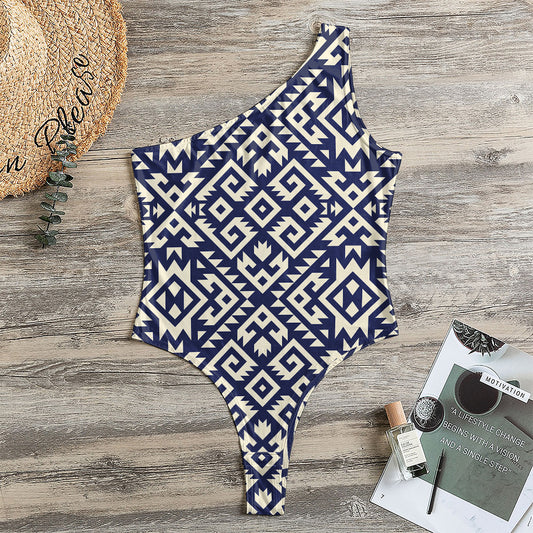 Native Indian Navajo Pattern Print One Shoulder Bodysuit