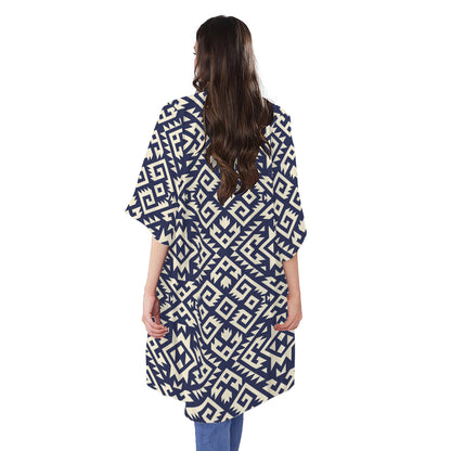 Native Indian Navajo Pattern Print Open Front Beach Cover Up