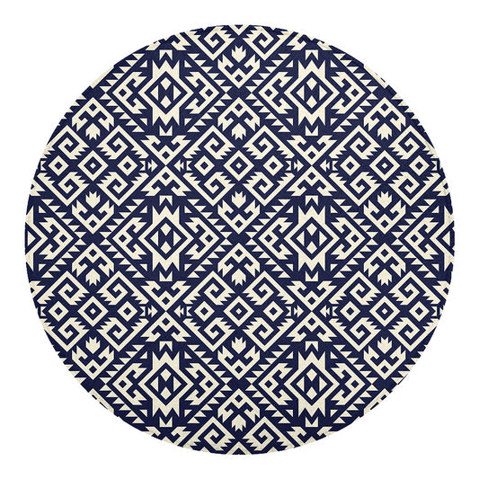 Native Indian Navajo Pattern Print Round Blanket