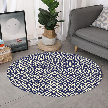 Native Indian Navajo Pattern Print Round Rug