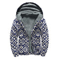 Native Indian Navajo Pattern Print Sherpa Lined Zip Up Hoodie
