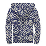 Native Indian Navajo Pattern Print Sherpa Lined Zip Up Hoodie