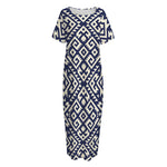 Native Indian Navajo Pattern Print Short Sleeve Long Nightdress