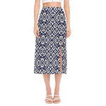 Native Indian Navajo Pattern Print Side Slit Midi Skirt