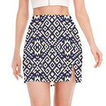Native Indian Navajo Pattern Print Side Slit Mini Skirt