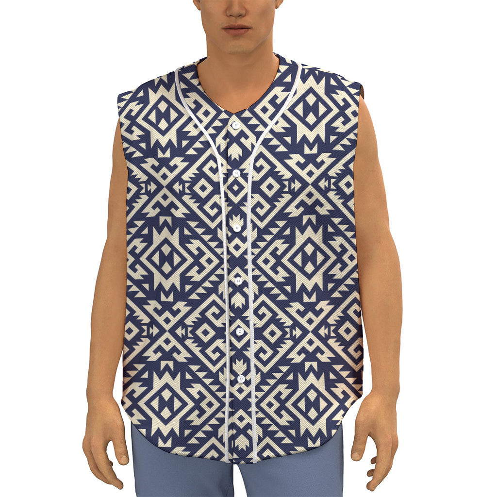 Native Indian Navajo Pattern Print Sleeveless Baseball Jersey