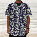 Native Indian Navajo Pattern Print Textured Short Sleeve Shirt