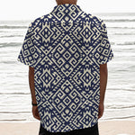 Native Indian Navajo Pattern Print Textured Short Sleeve Shirt