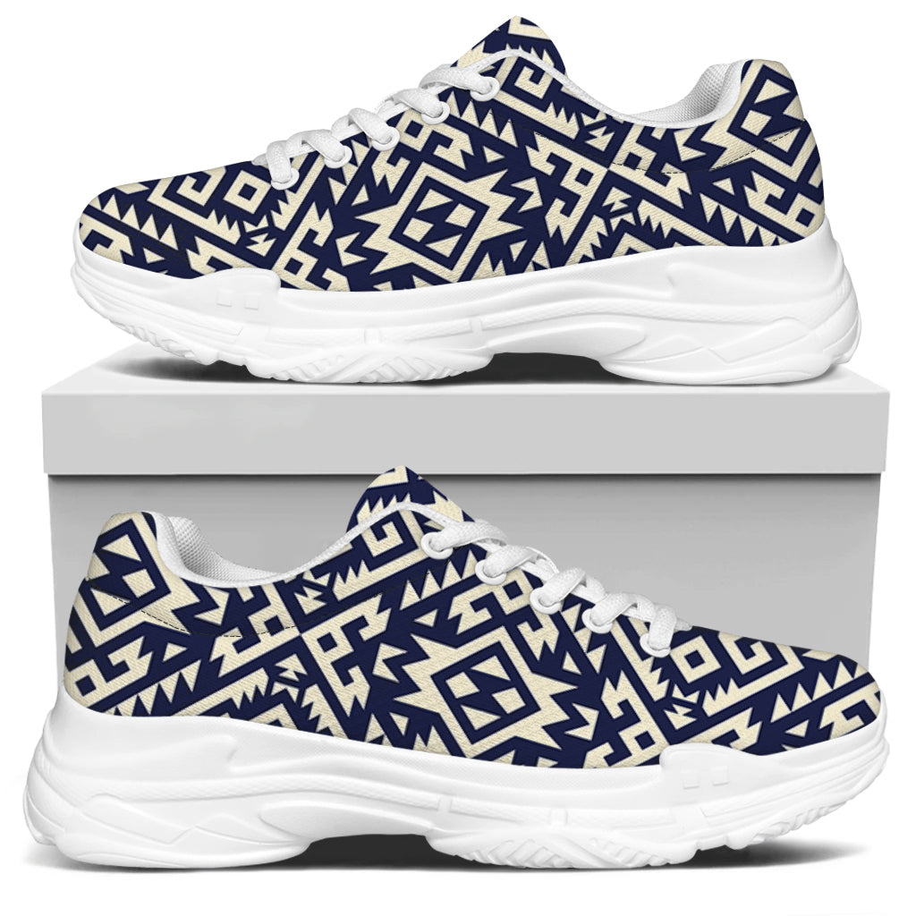 Native Indian Navajo Pattern Print White Chunky Shoes