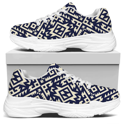 Native Indian Navajo Pattern Print White Chunky Shoes