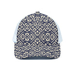 Native Indian Navajo Pattern Print White Mesh Trucker Cap