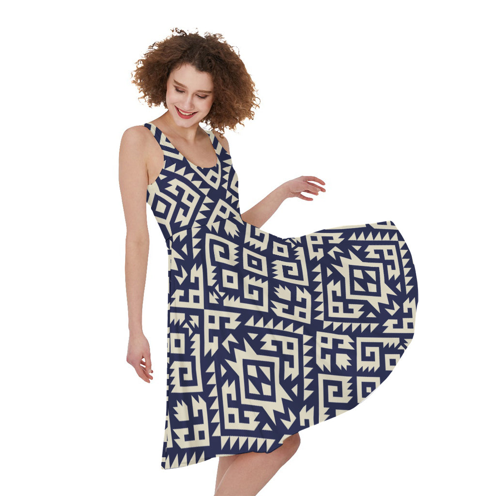 Native Indian Navajo Pattern Print Women's Sleeveless Dress
