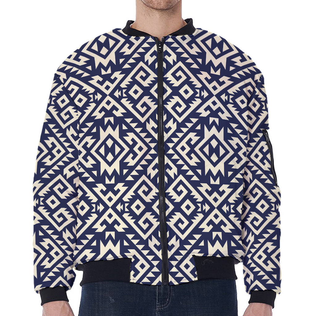 Native Indian Navajo Pattern Print Zip Sleeve Bomber Jacket